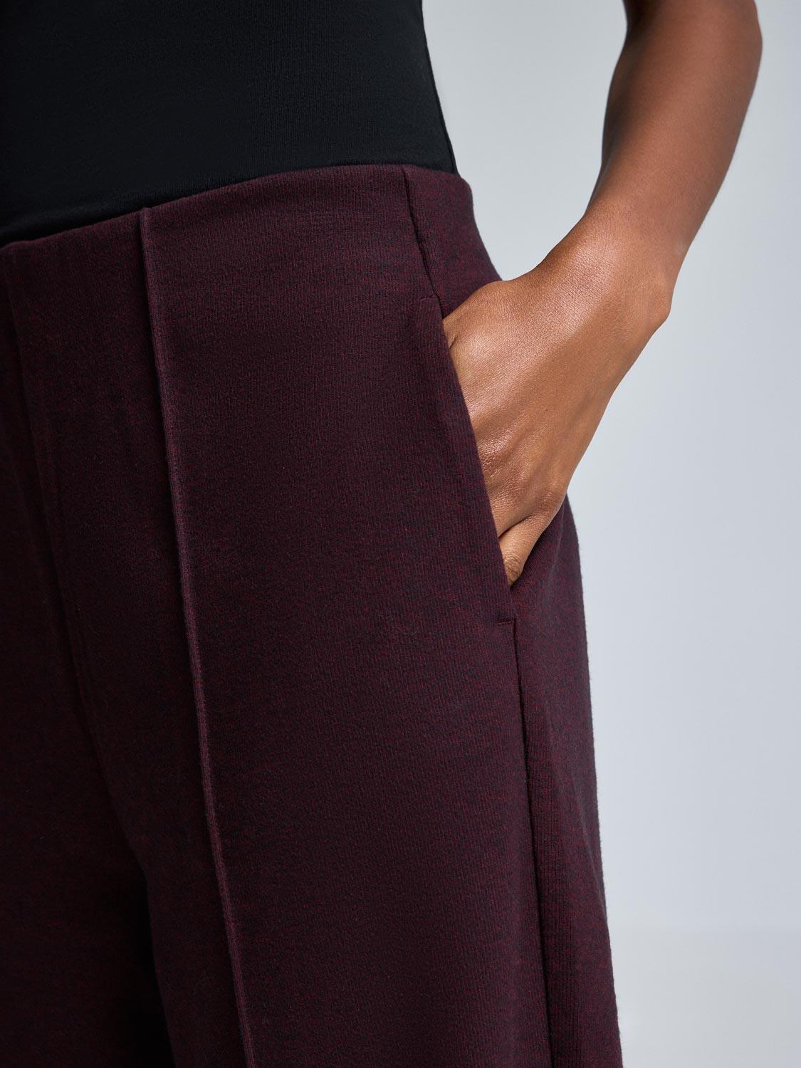 Cotton-Blend Brushed Rib Melange Pants