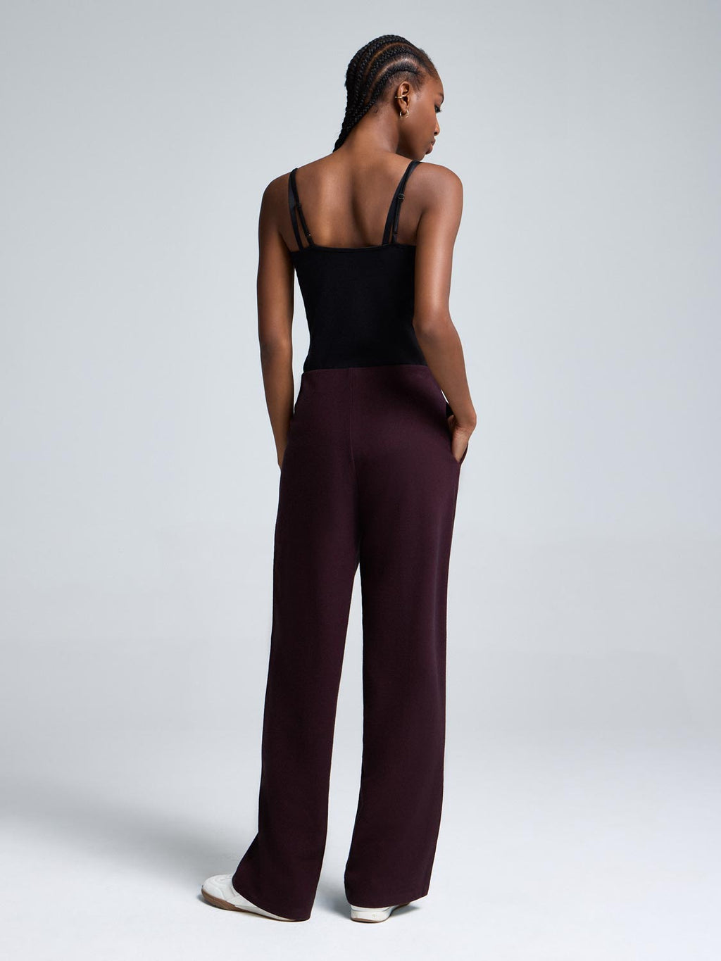 Cotton-Blend Brushed Rib Melange Pants