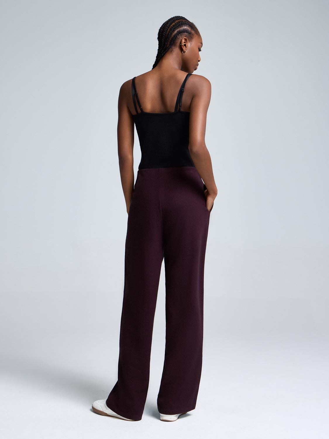 Cotton-Blend Brushed Rib Melange Pants