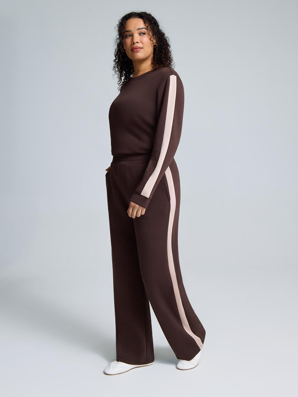 Cloud Fleece Contrast Stripe Wide-Leg Pants