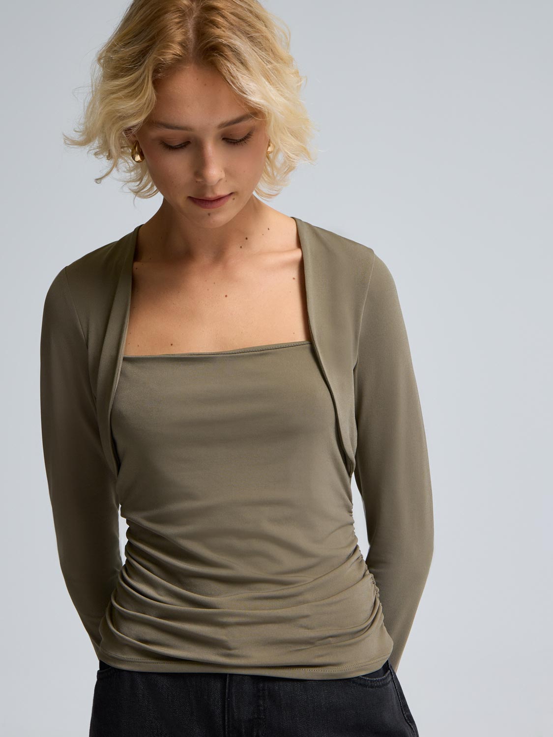 Square Neck Bolero Top