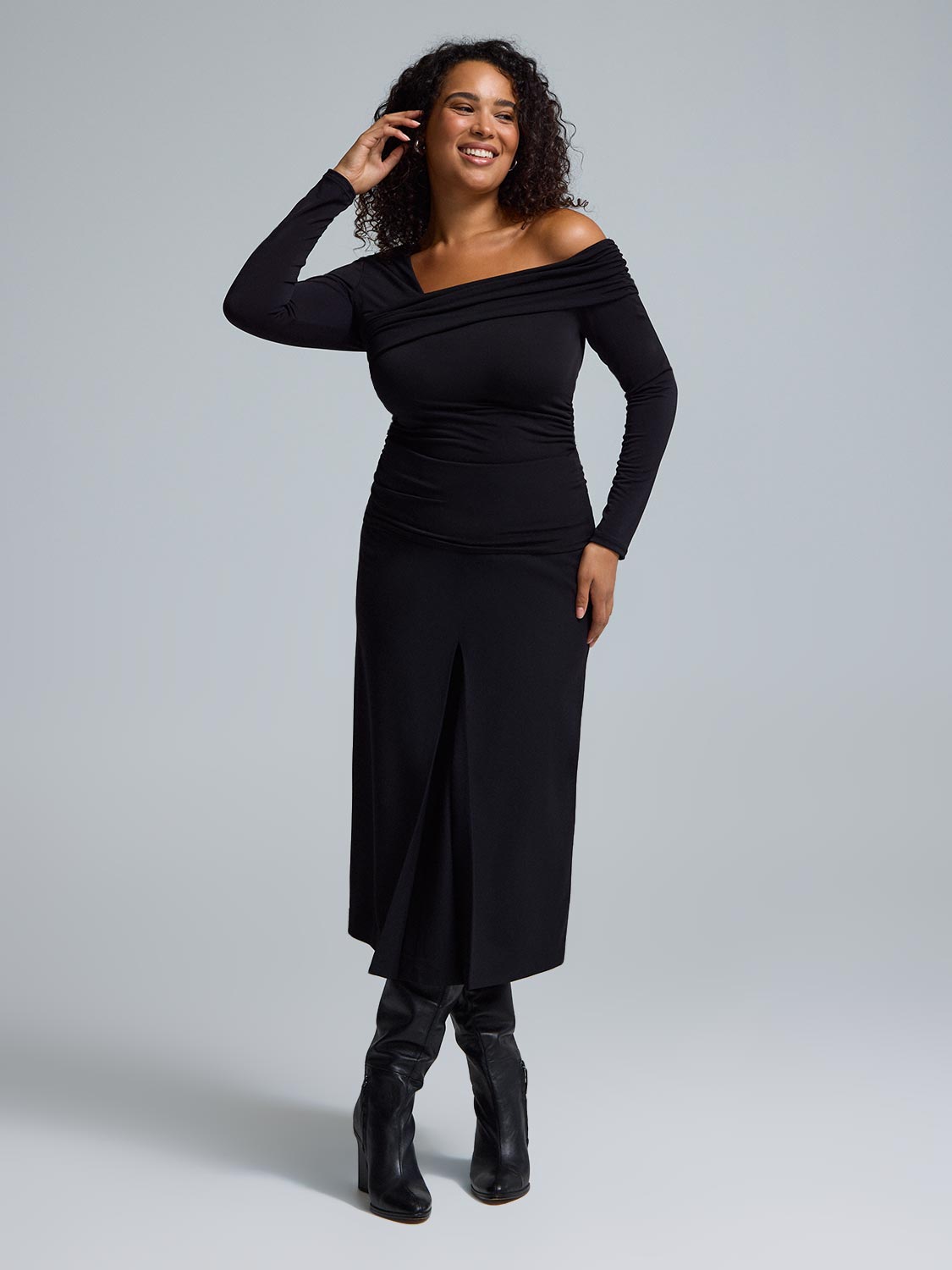 Asymmetric Foldover Neckline Top