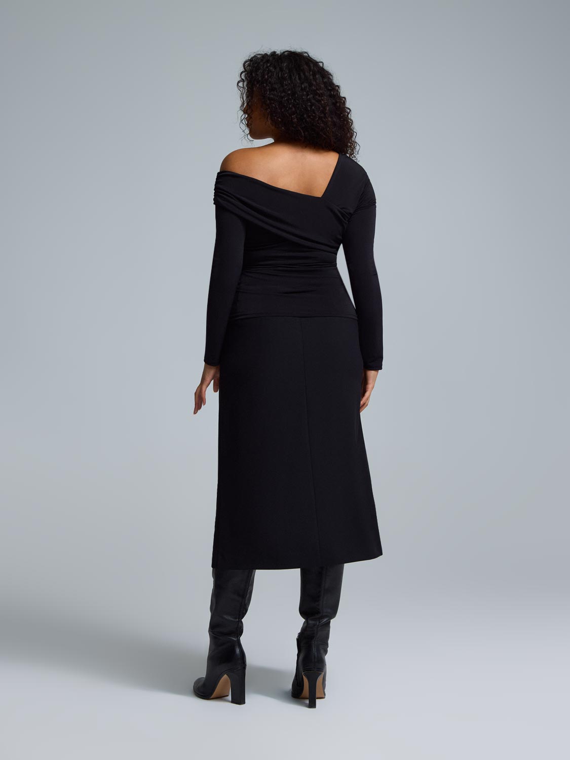 Asymmetric Foldover Neckline Top