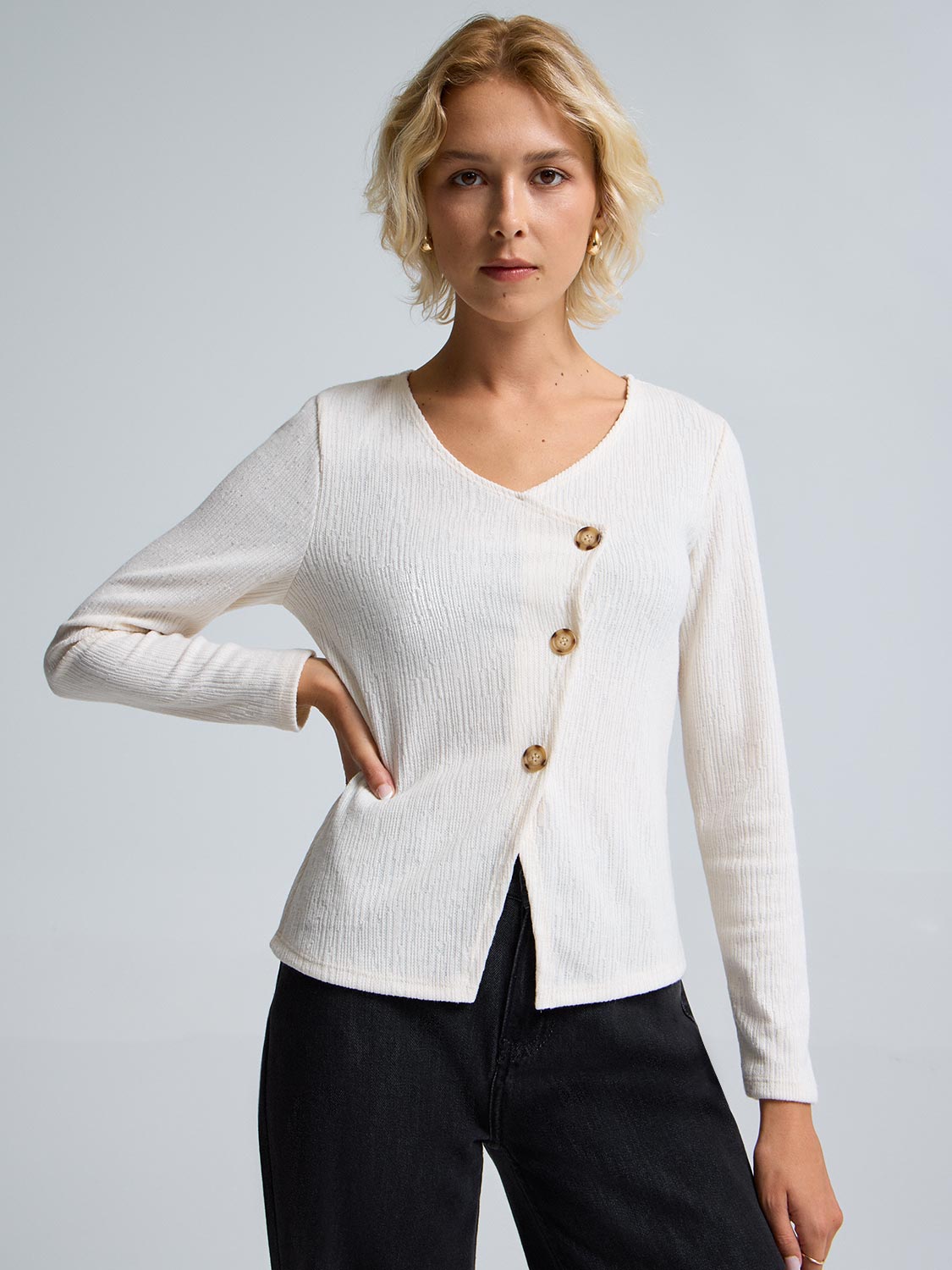 Asymmetrical Textured Cardigan