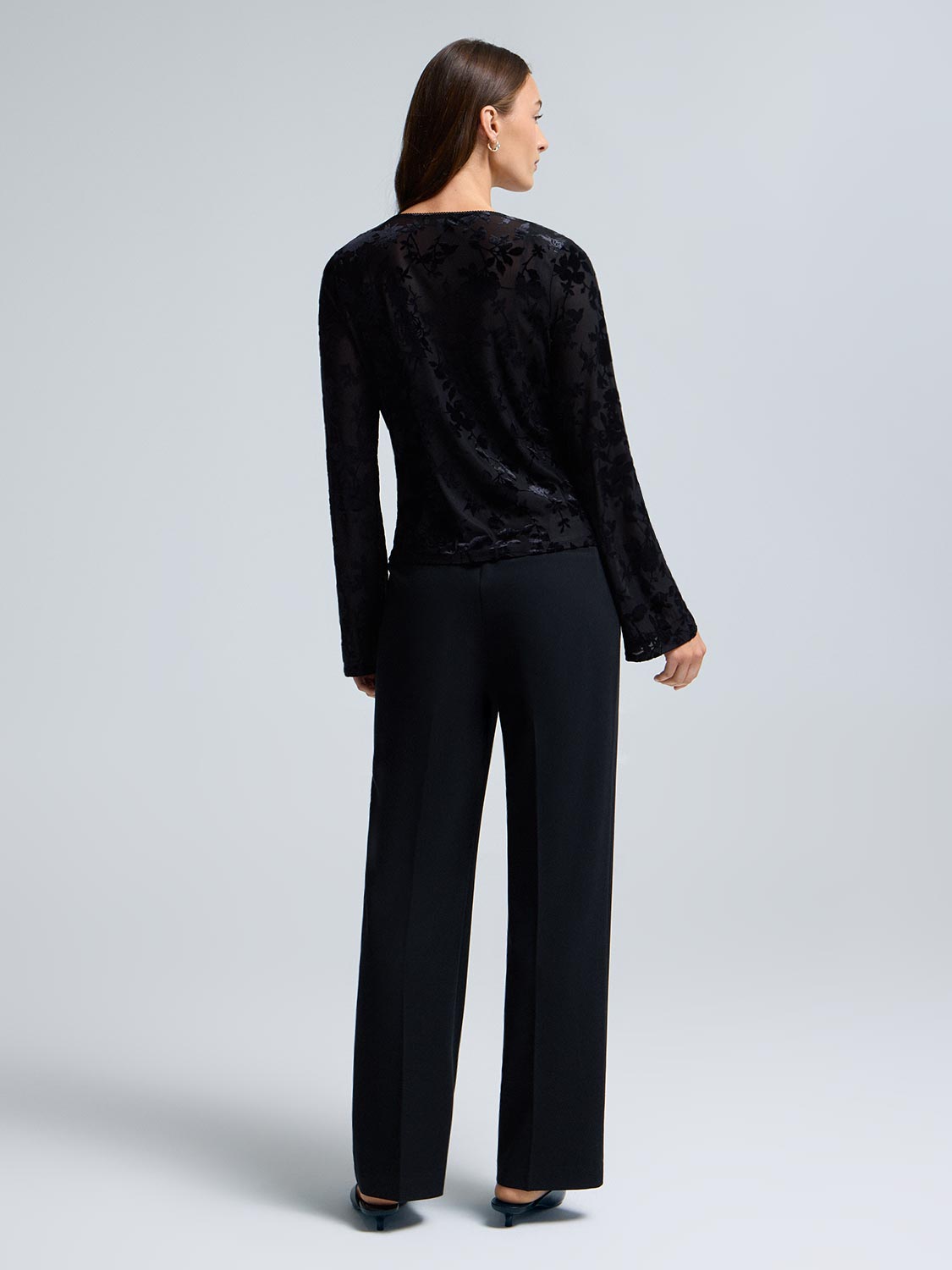 Burnout Velvet Tie-Front Cardigan