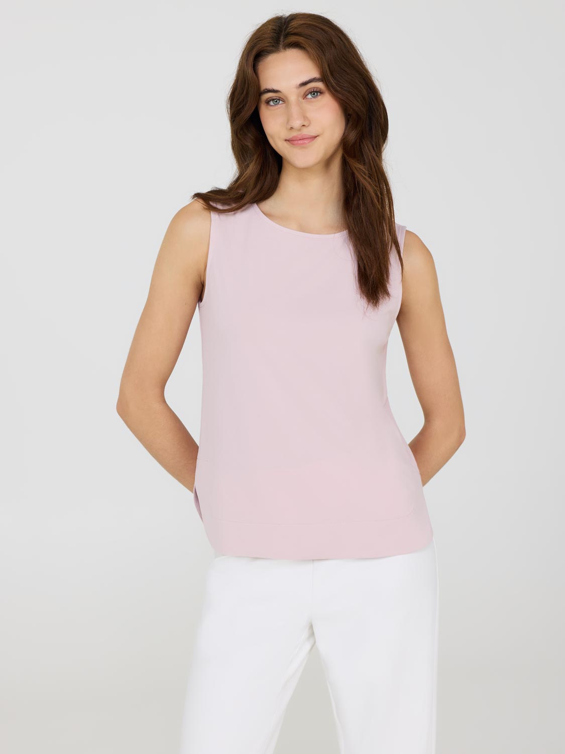 Sleeveless Crepe Shell Top