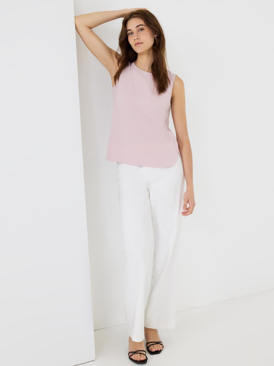 Sleeveless Crepe Shell Top