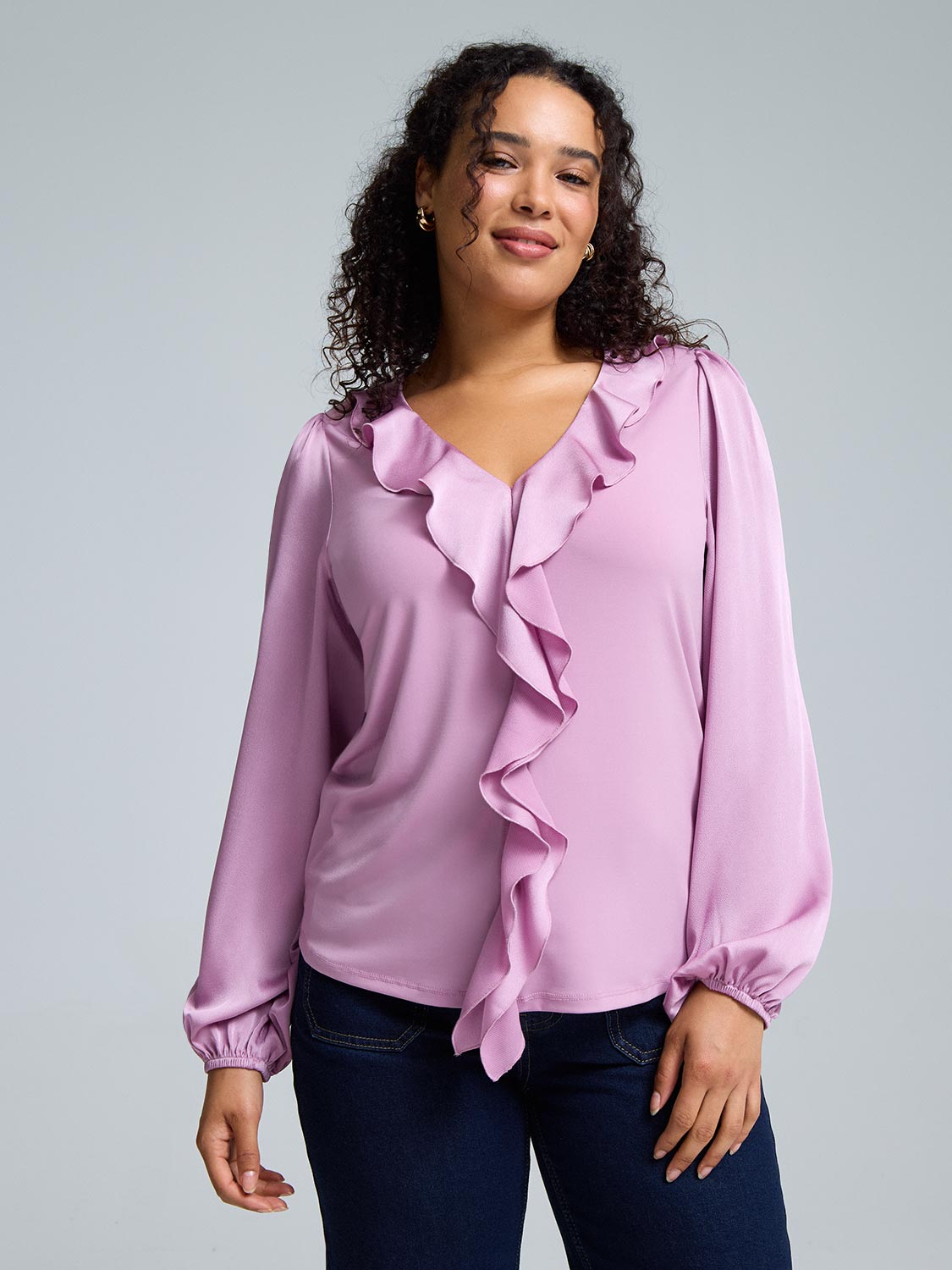 Ruffle V-Neck Top