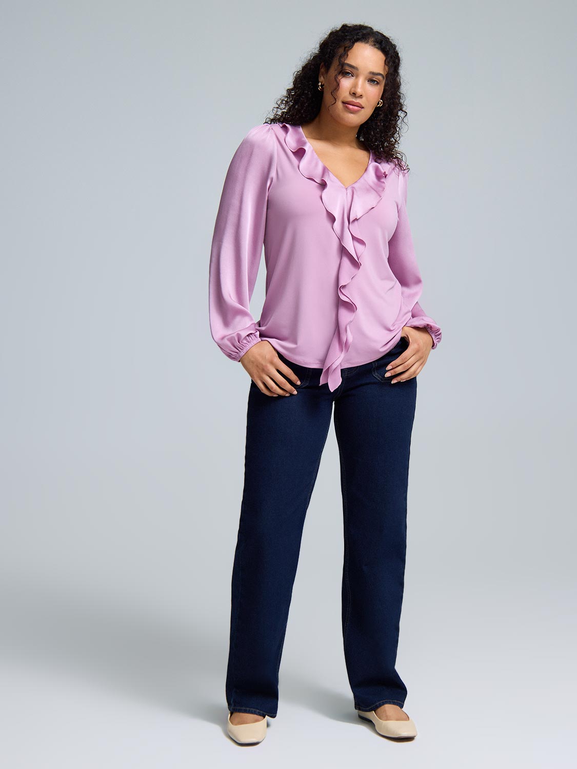 Ruffle V-Neck Top