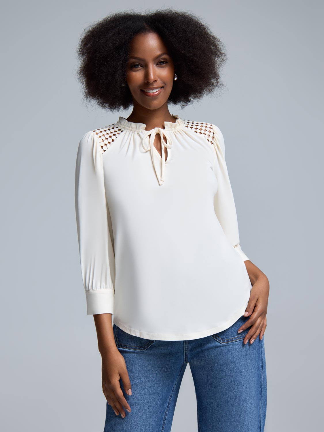 Pie Crust Neck Crochet Top