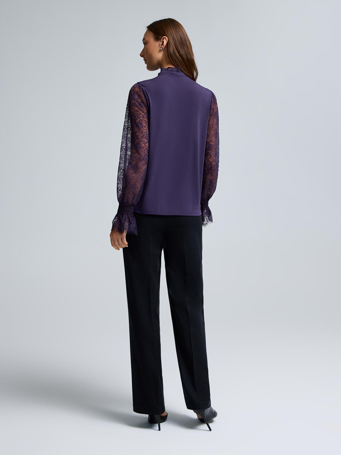 Lace Sleeve Tie Front Top
