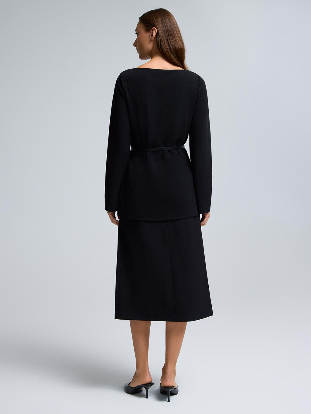 Boat Neck Belted Tunic Top