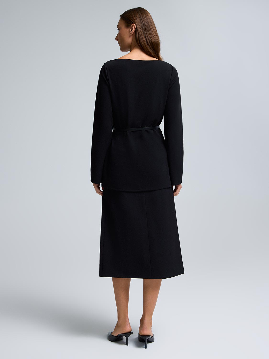 Boat Neck Belted Tunic Top