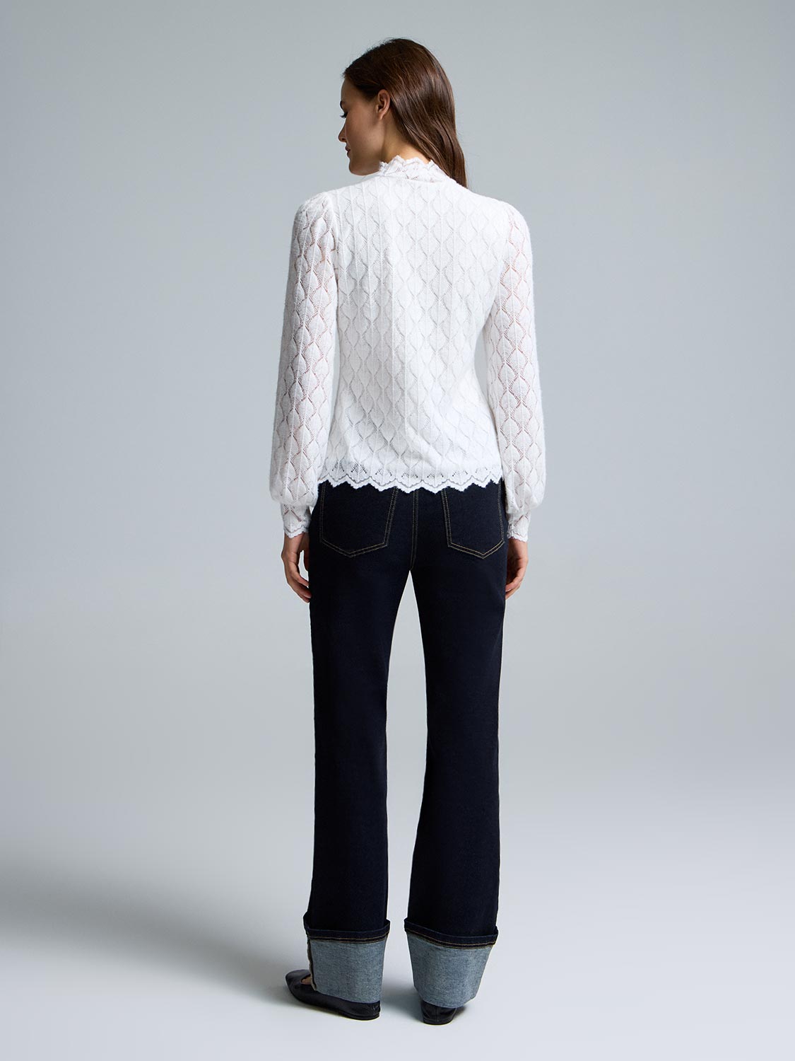 Scallop Lace Mock Neck Top