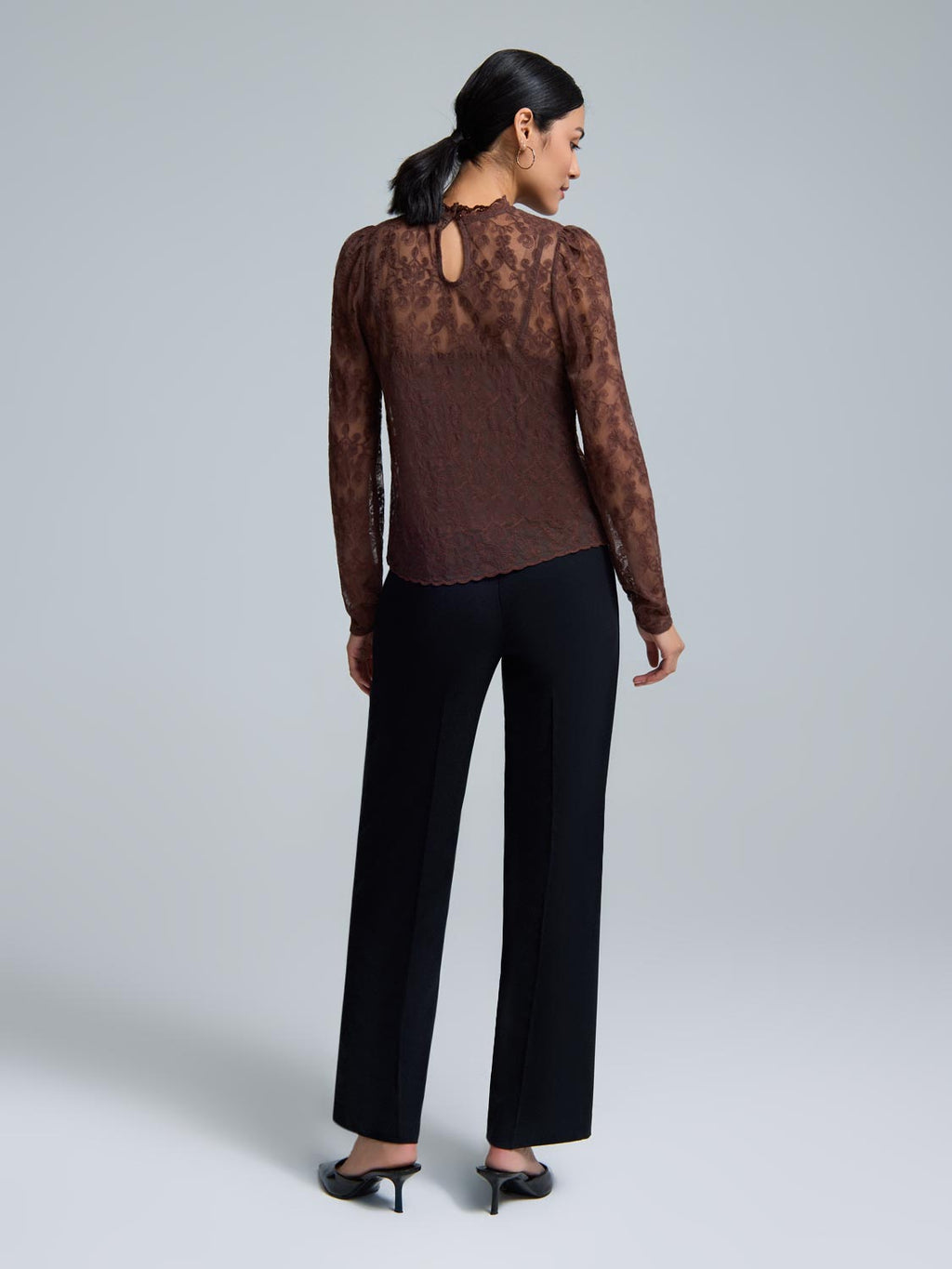 Floral Embroidered Mesh Top