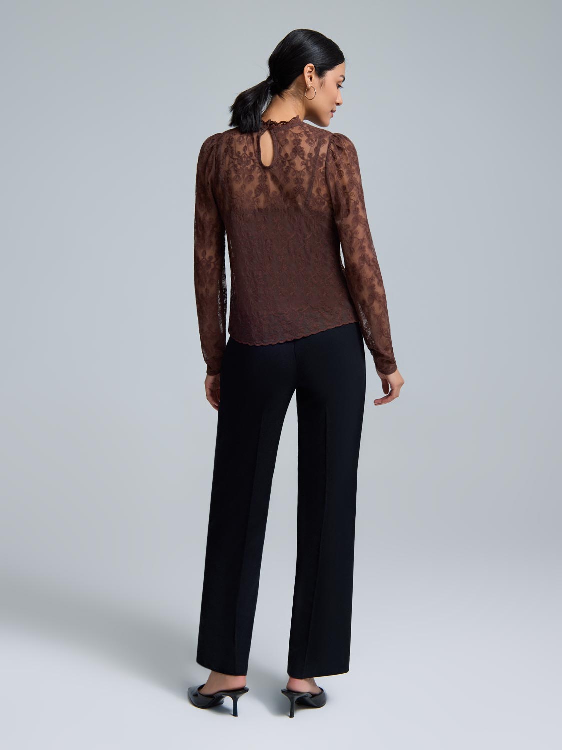 Floral Embroidered Mesh Top