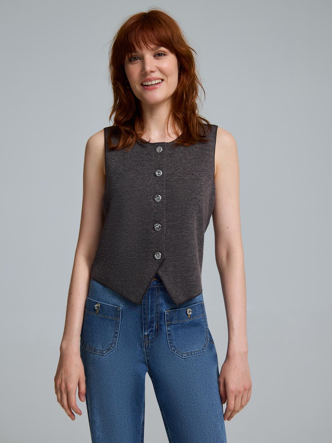 Button-Up Cropped Top