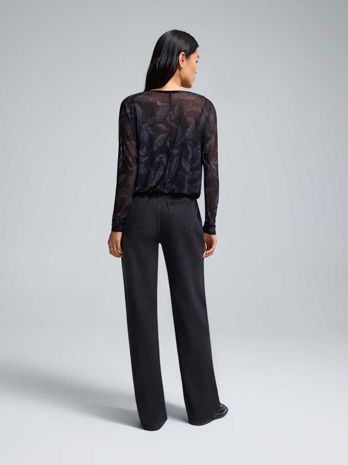 Floral Print Mesh Bubble Top