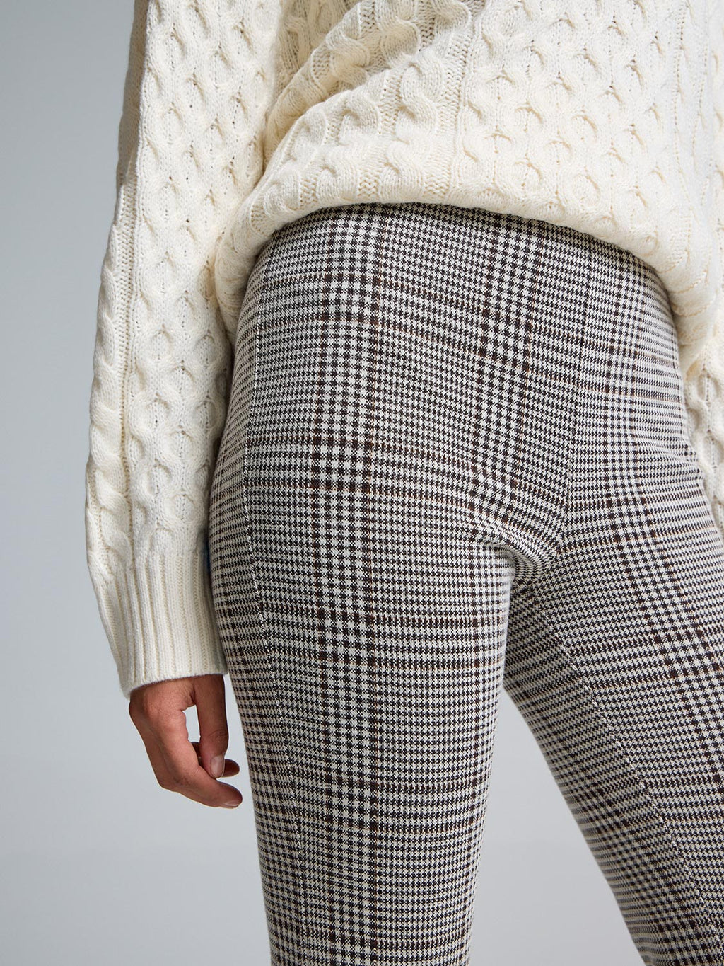 Plaid Jacquard Flare Leg Pants