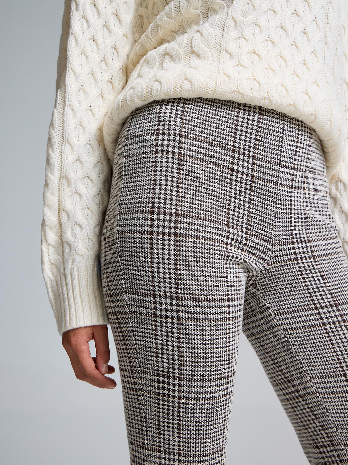 Plaid Jacquard Flare Leg Pants
