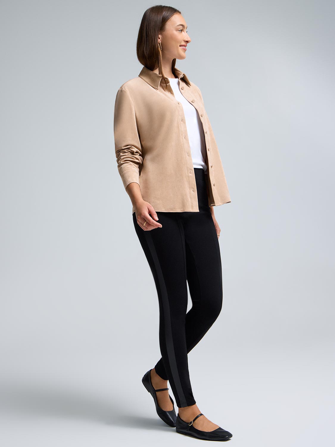 Faux Leather Trim Skinny Pants