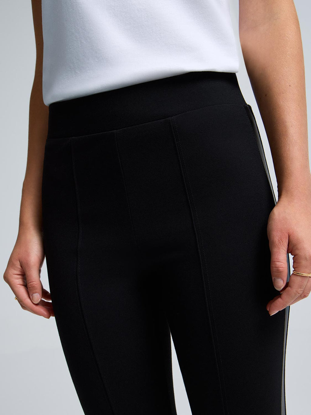 Faux Leather Trim Skinny Pants