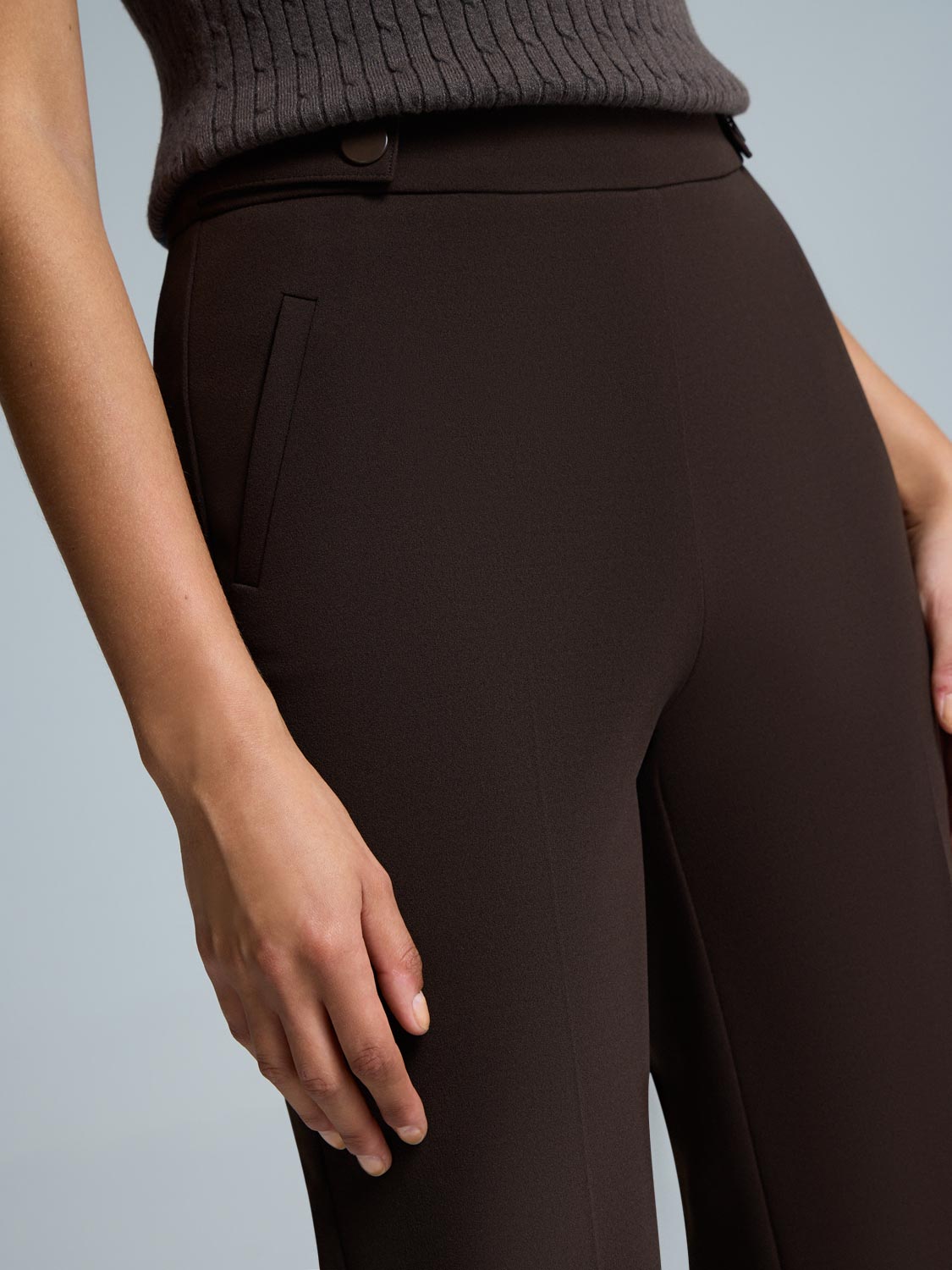 Straight Leg Clean Front Crepe Pants