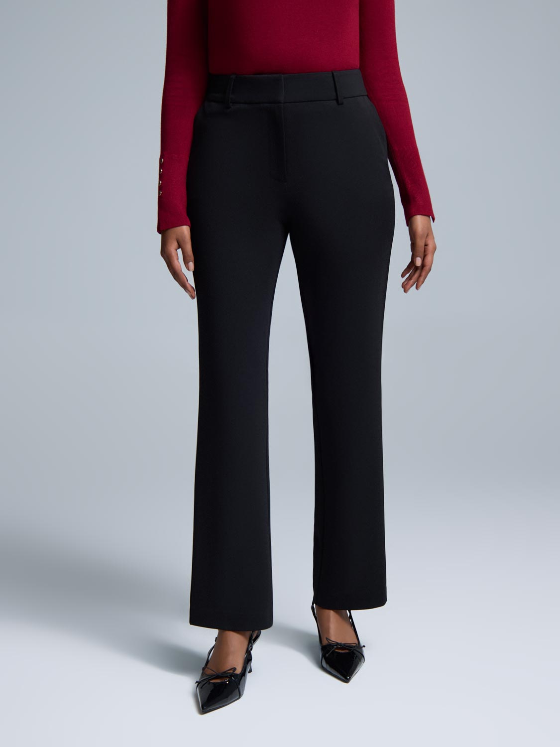 Mid-Rise Straight Leg Pants