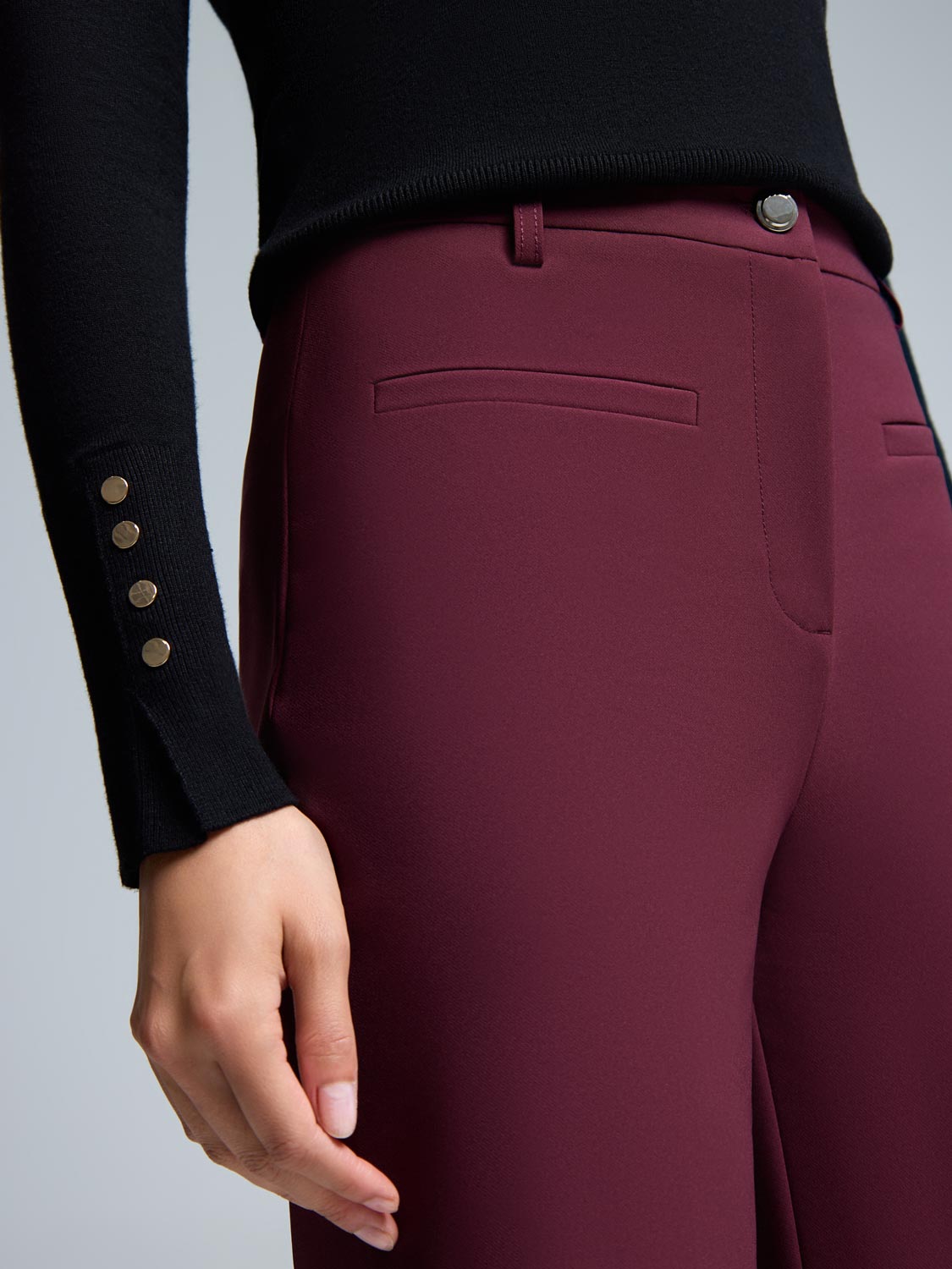 Mid-Rise Straight Leg Stretch Pants