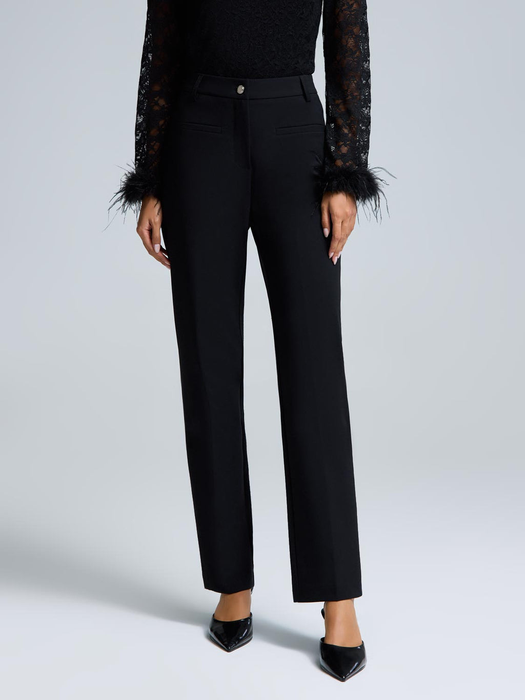 Mid-Rise Straight Leg Stretch Pants