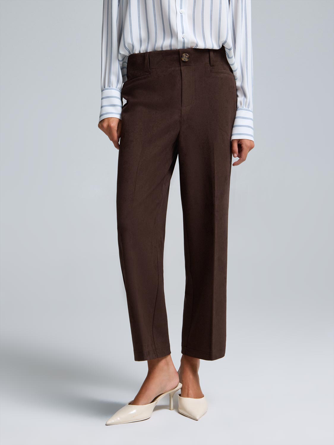 Faux Suede Culotte Pants