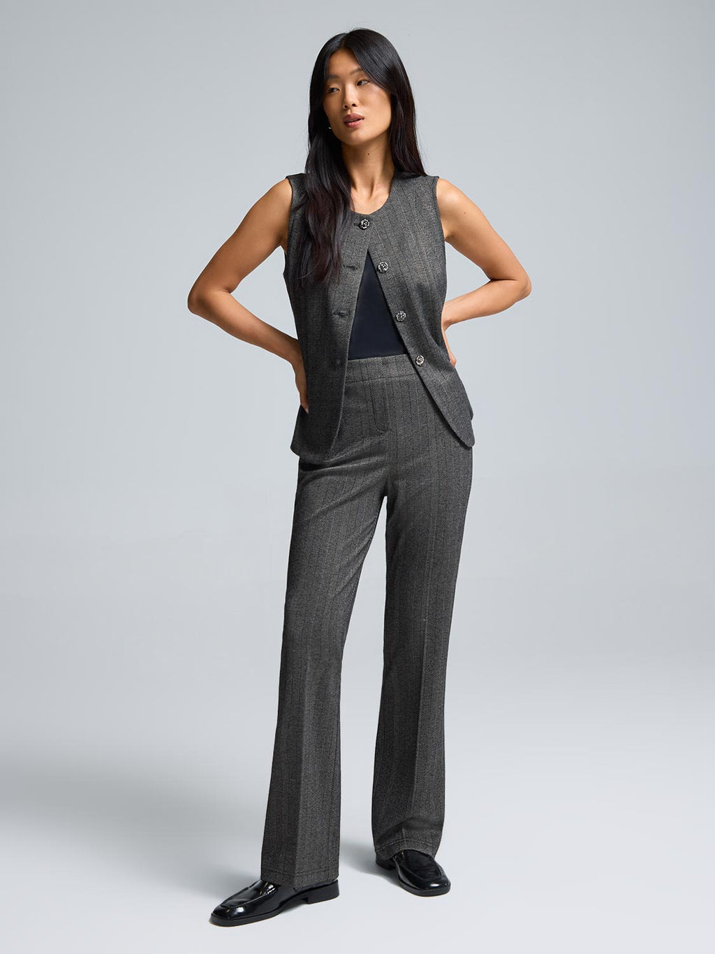 Striped Jacquard Flare Leg Pants