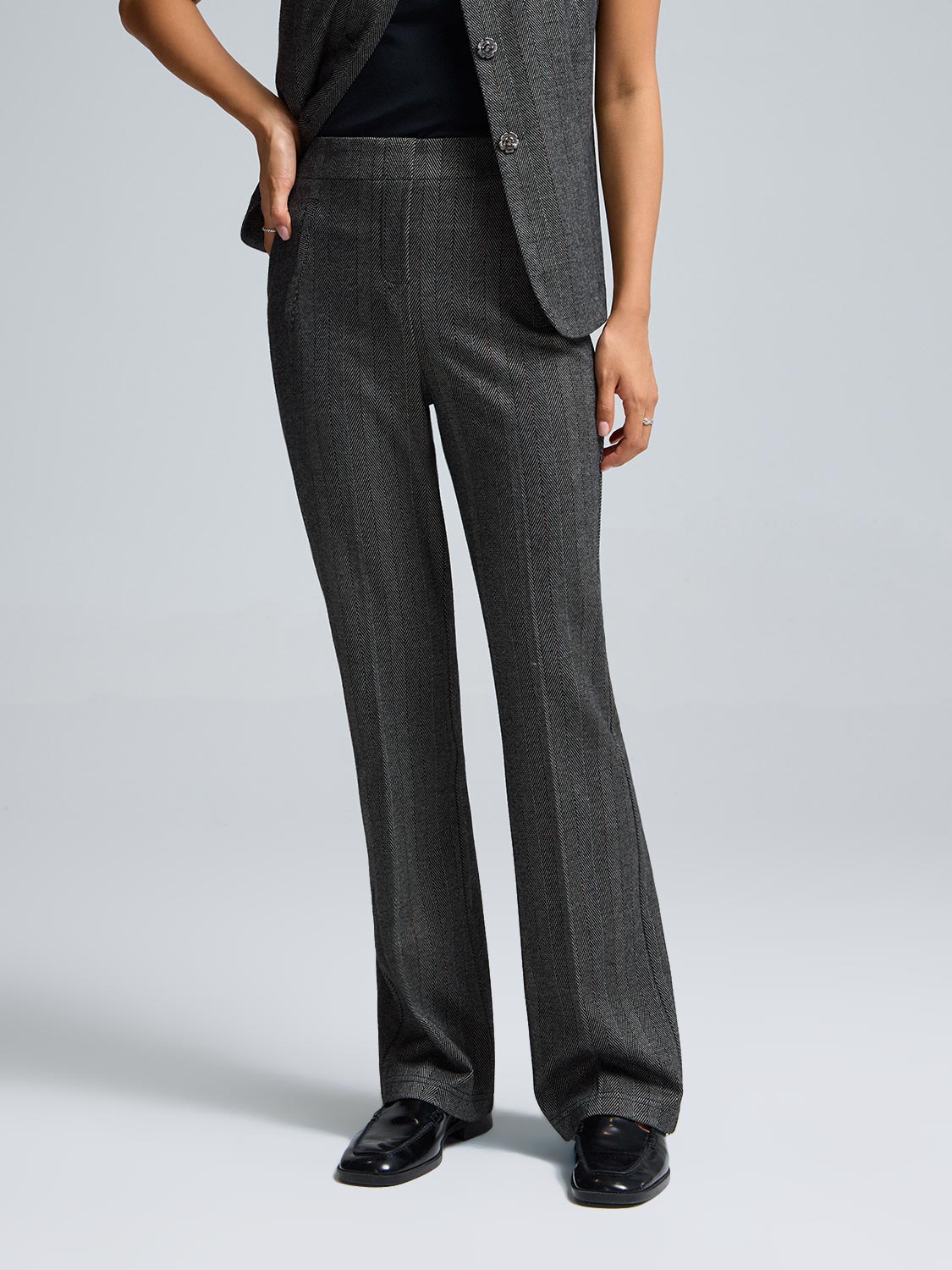 Striped Jacquard Flare Leg Pants