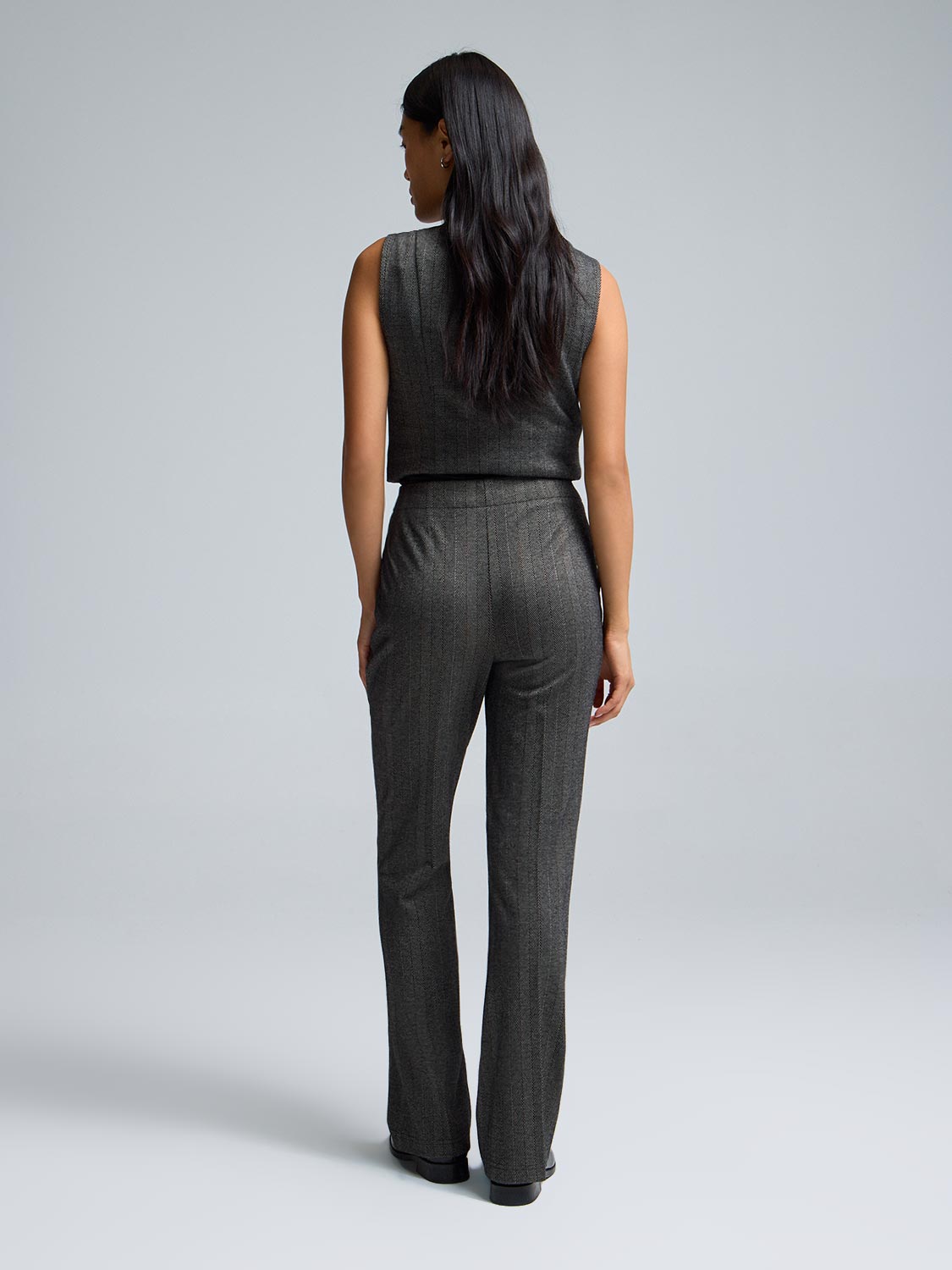 Striped Jacquard Flare Leg Pants