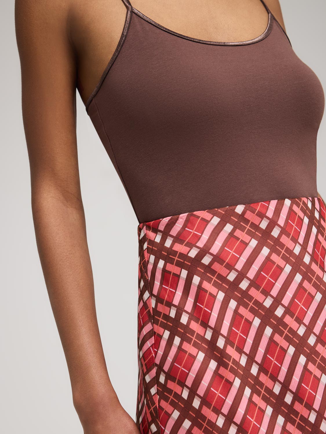Plaid Chiffon Skirt