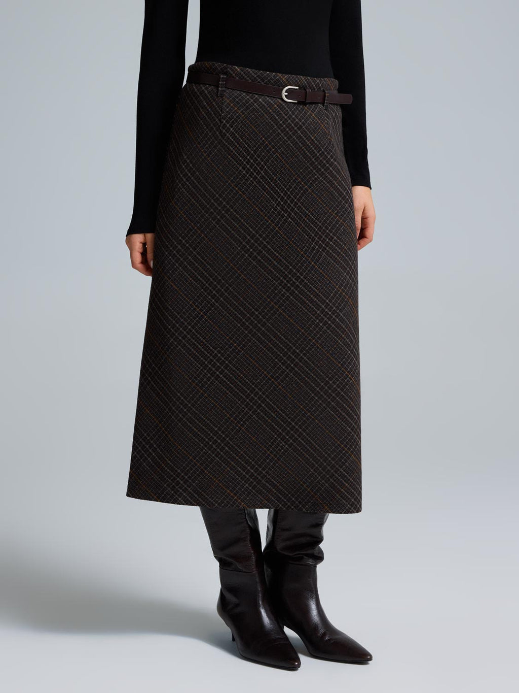 Midi Plaid Skirt