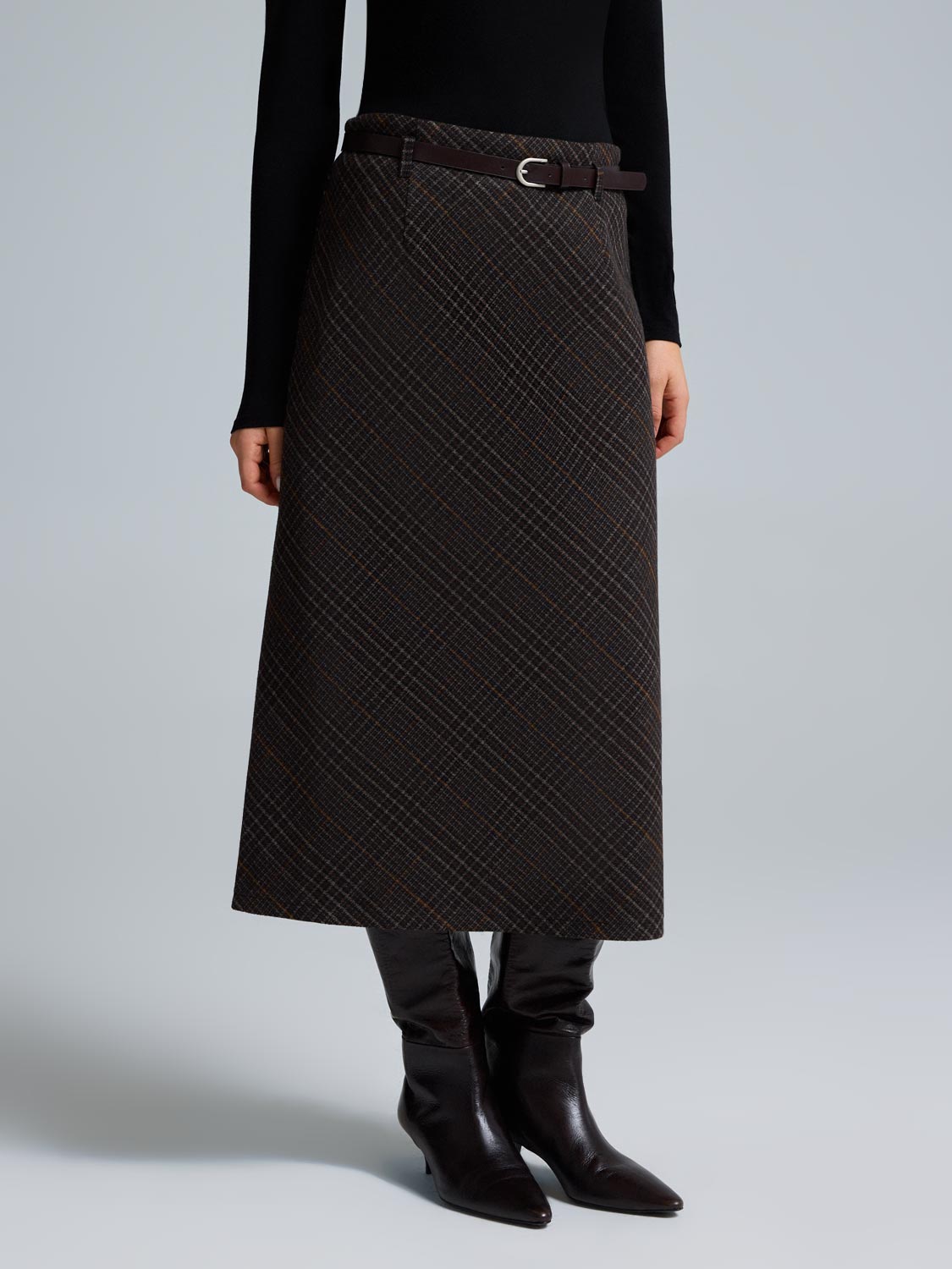 Midi Plaid Skirt