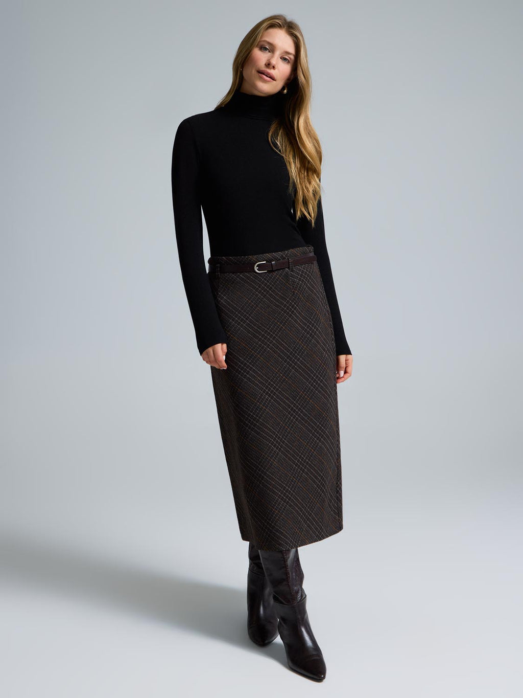 Midi Plaid Skirt
