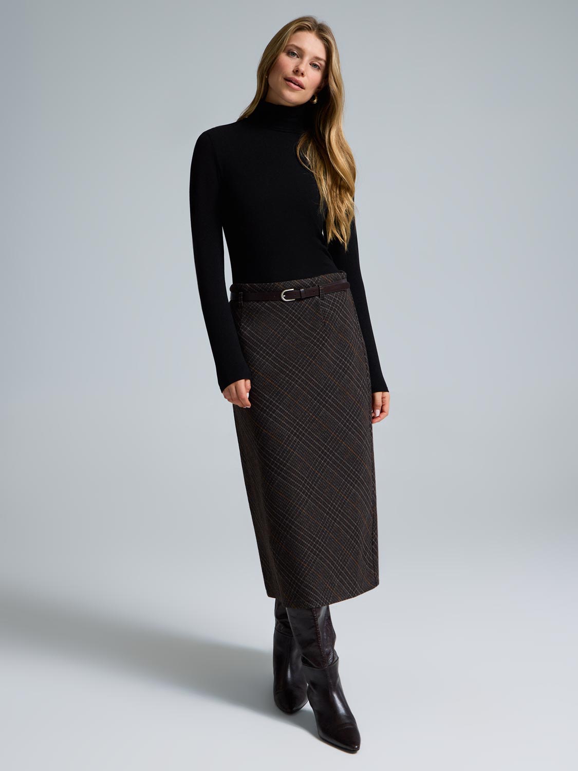 Midi Plaid Skirt