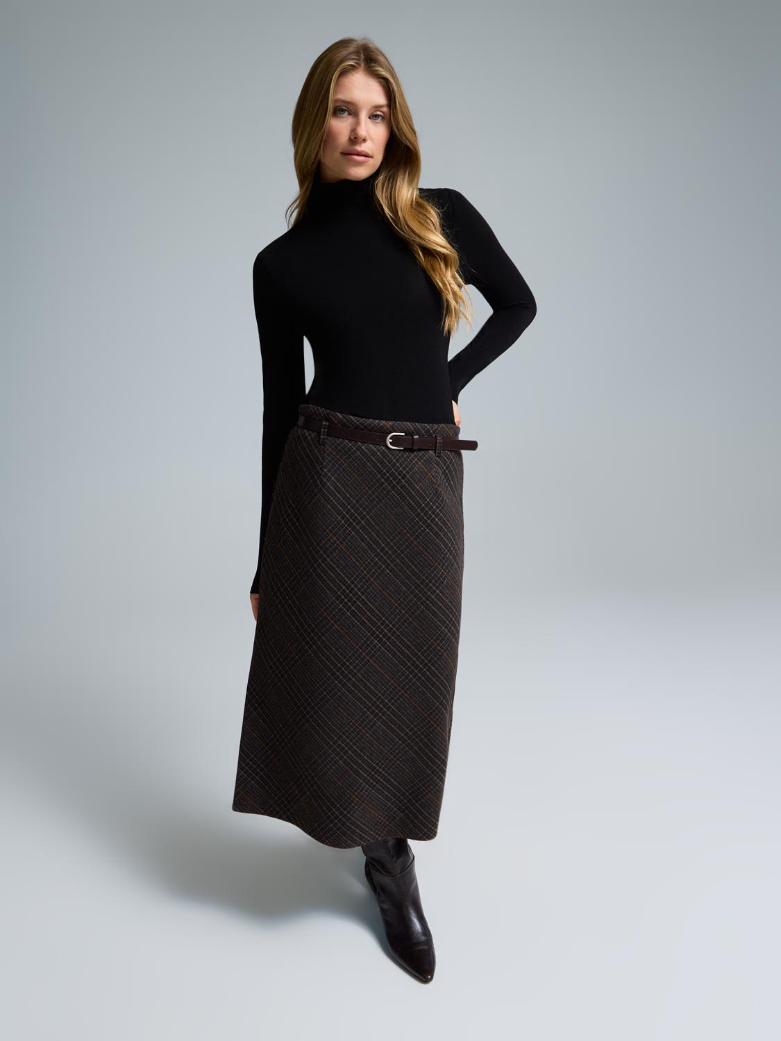 Midi Plaid Skirt