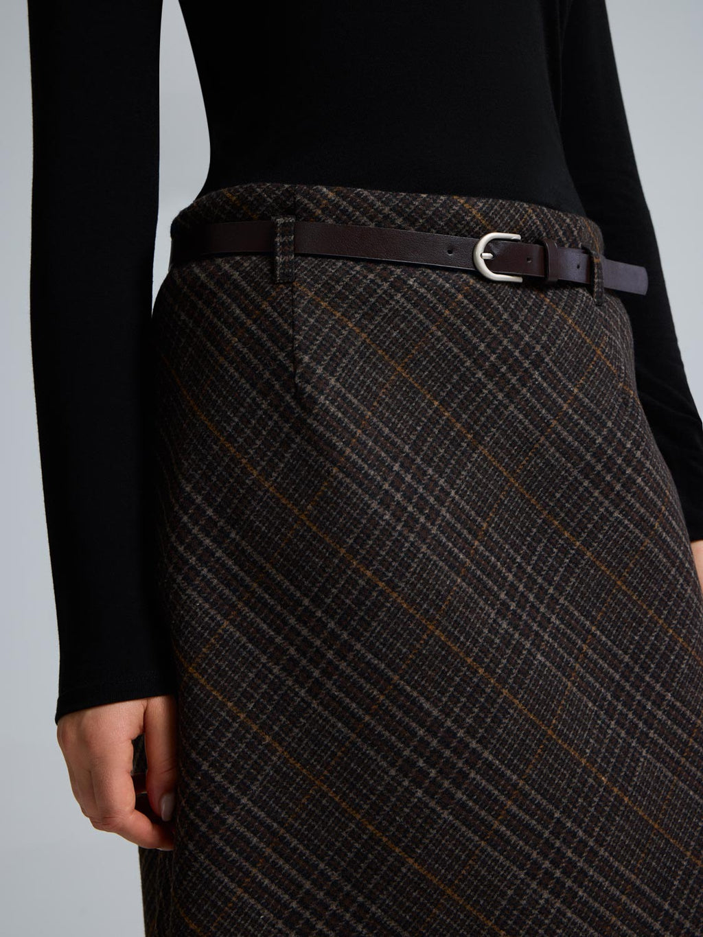 Midi Plaid Skirt