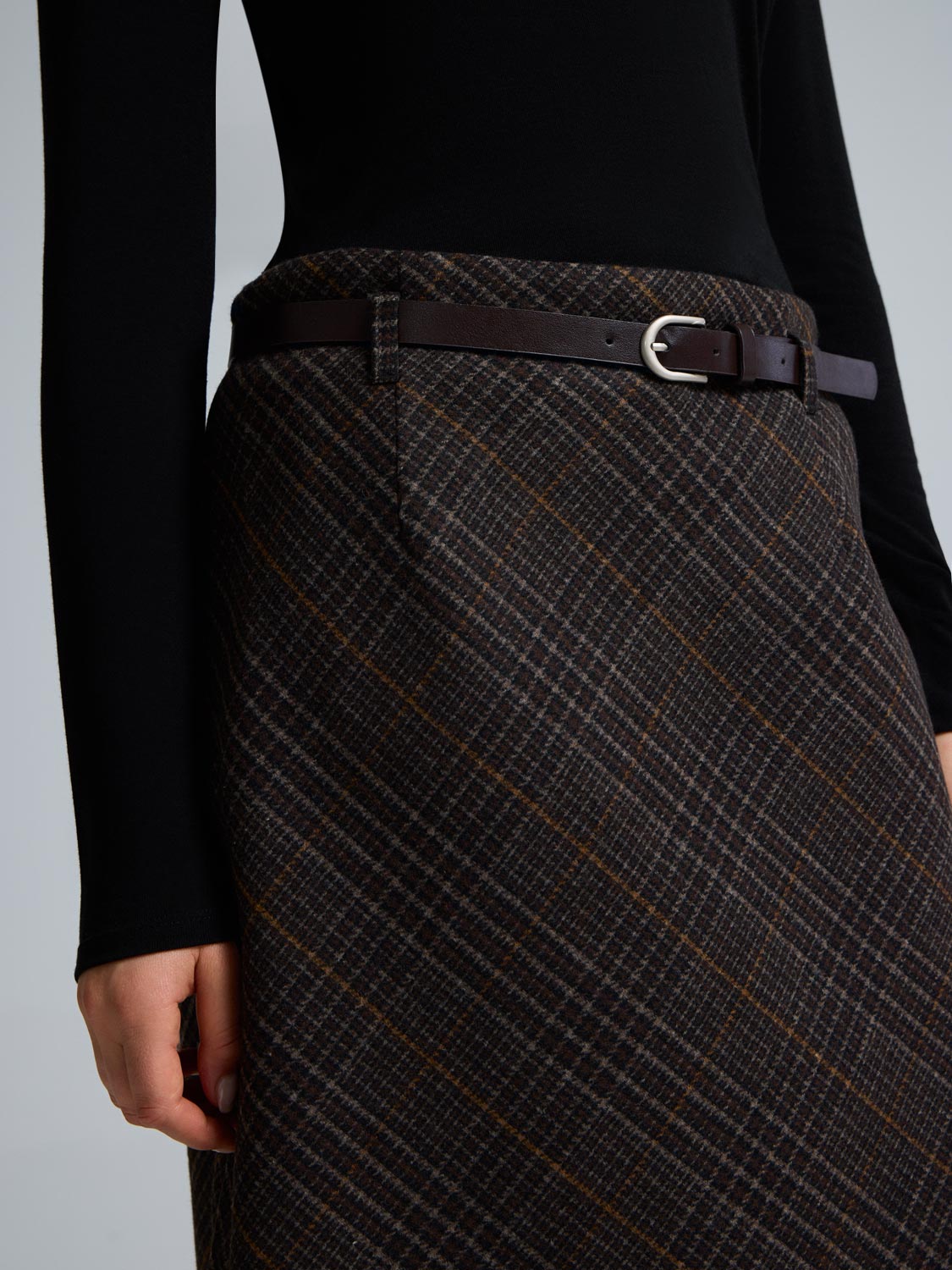 Midi Plaid Skirt