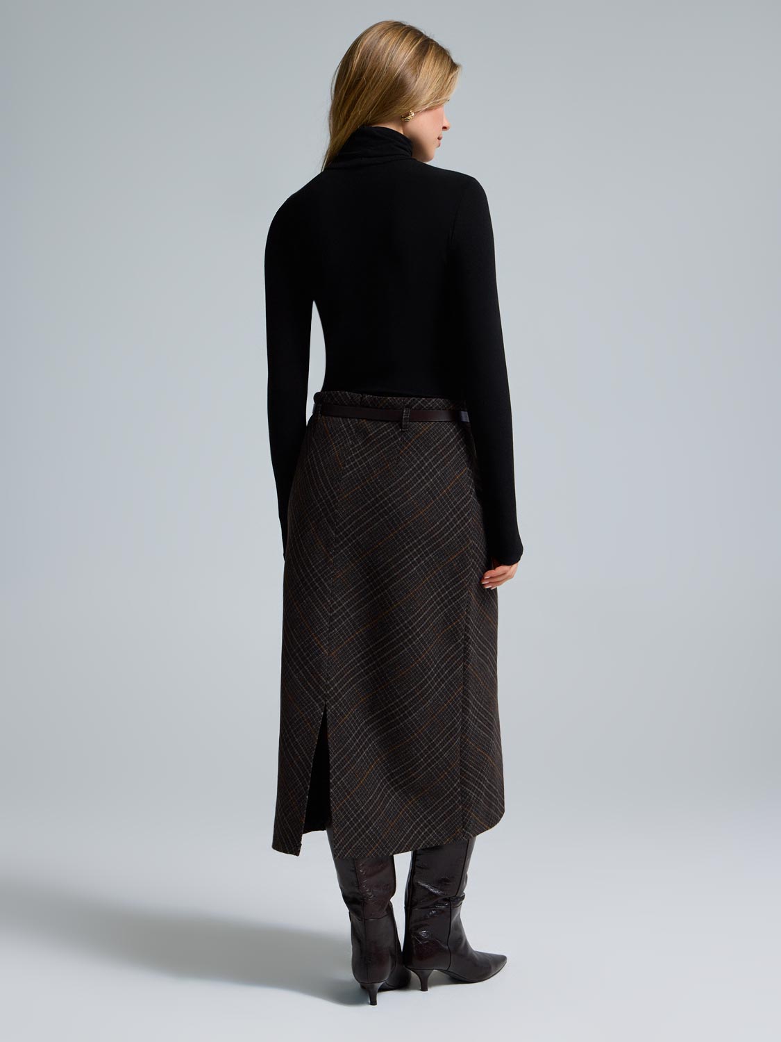 Midi Plaid Skirt