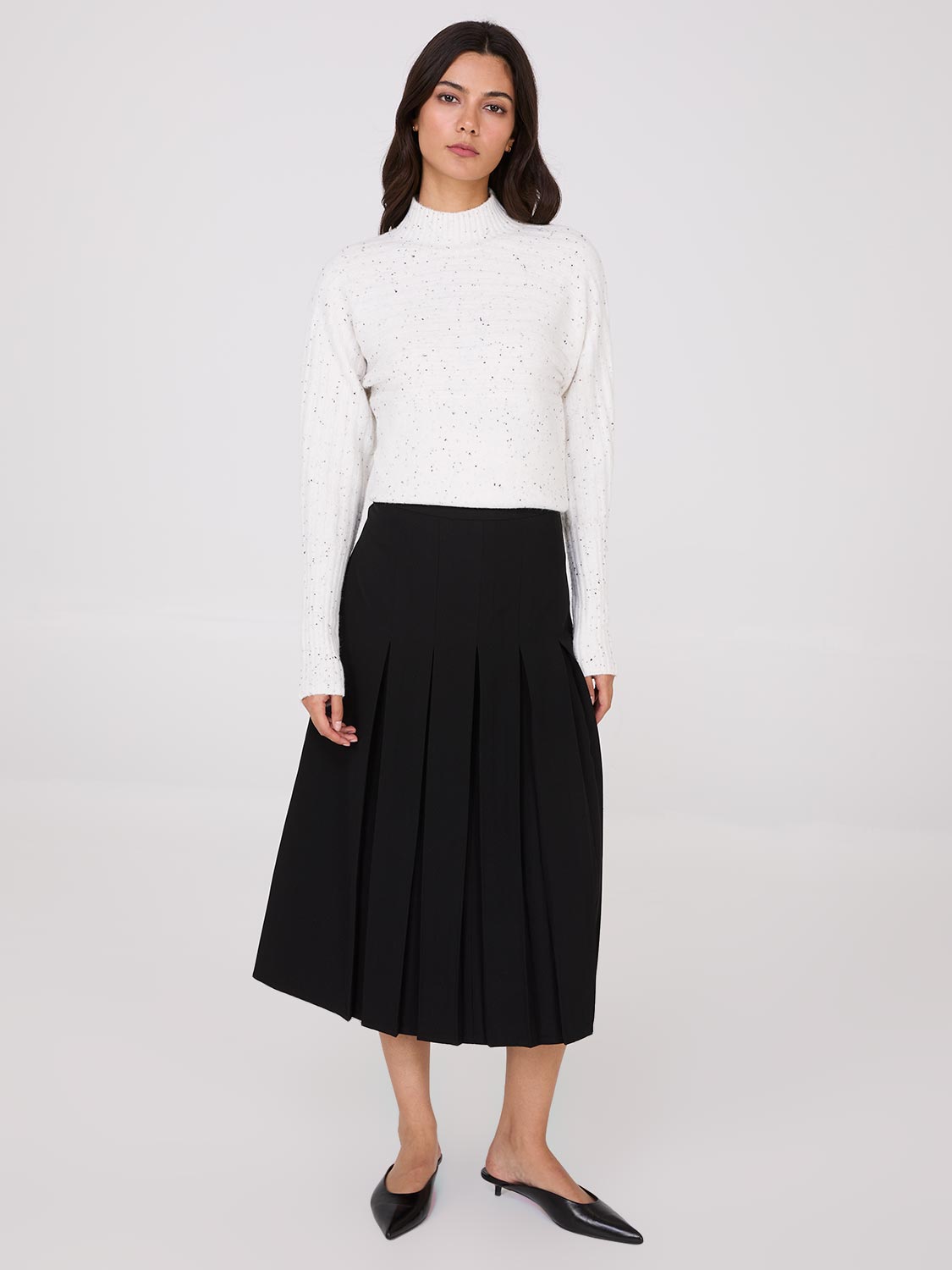 Box Pleat Midi Skirt