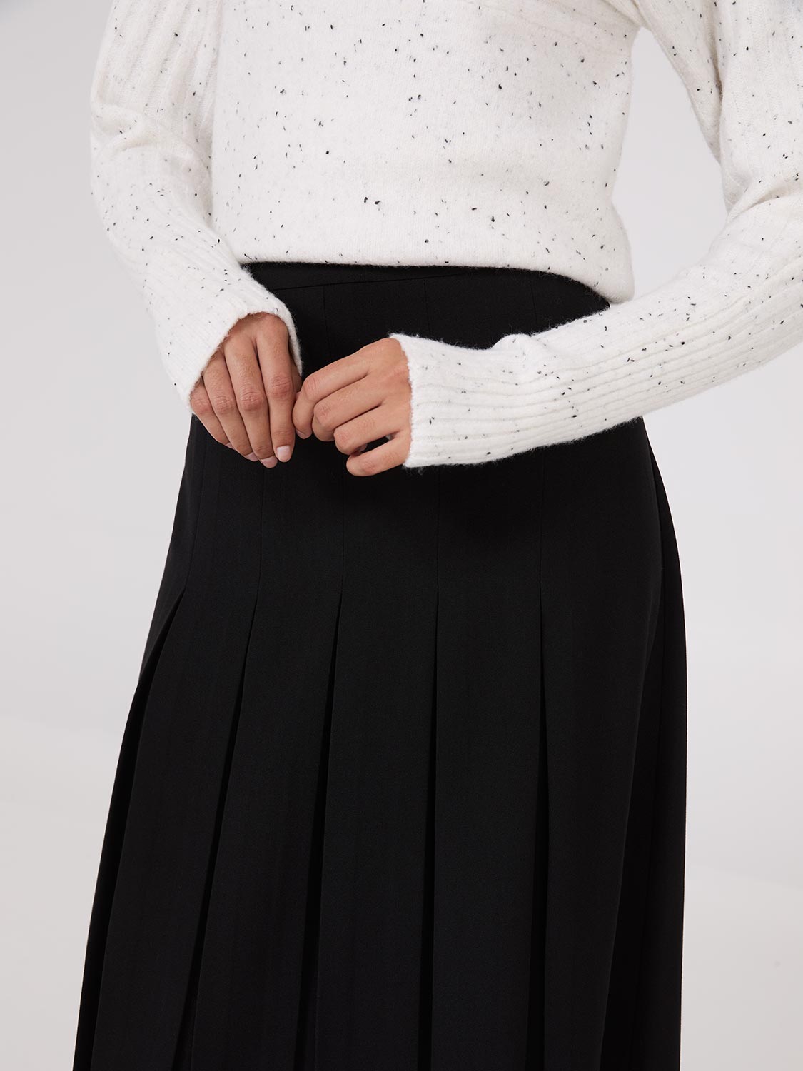 Box Pleat Midi Skirt