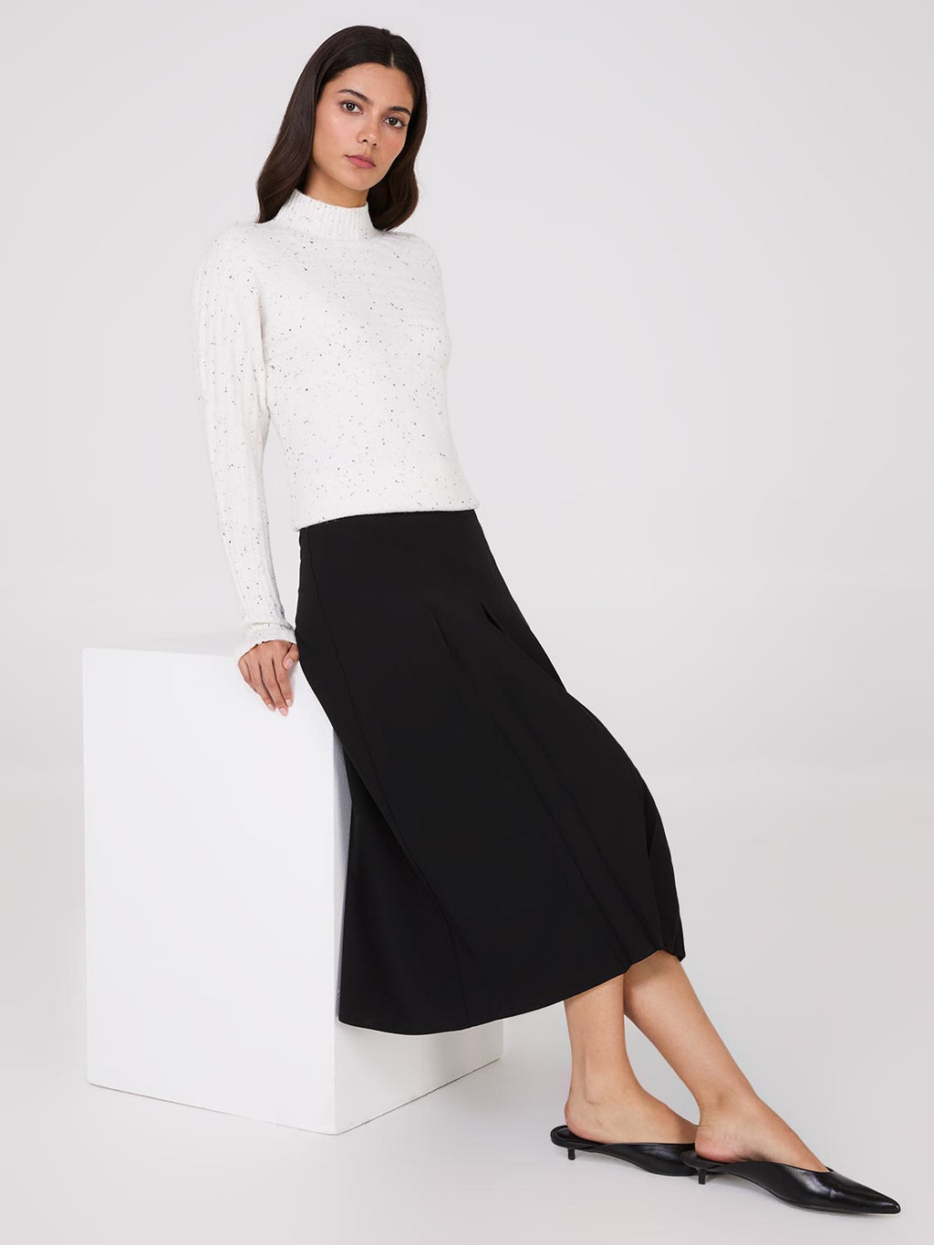 Box Pleat Midi Skirt