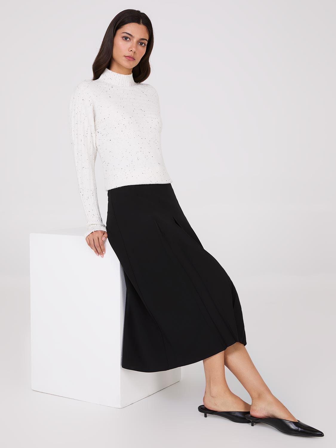 Box Pleat Midi Skirt