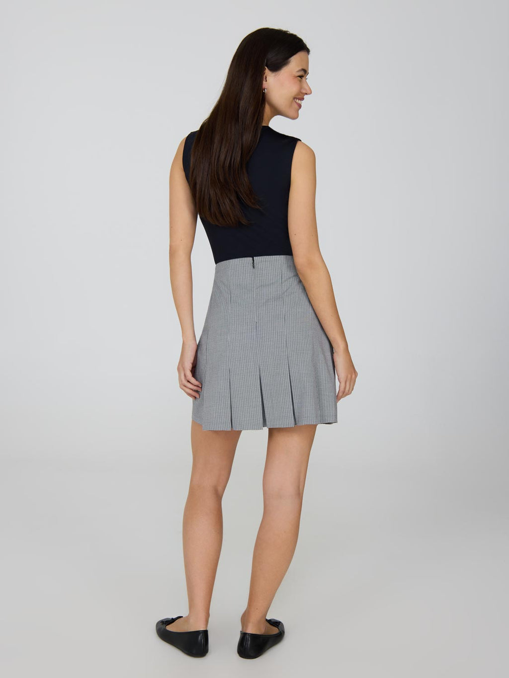 Houndstooth Pleated Mini Skirt