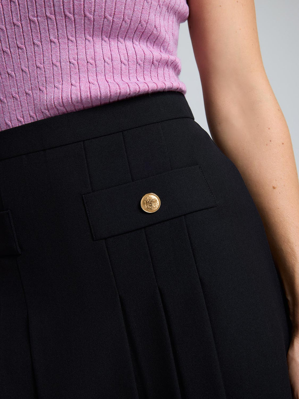 Front Pleated Mini Skirt