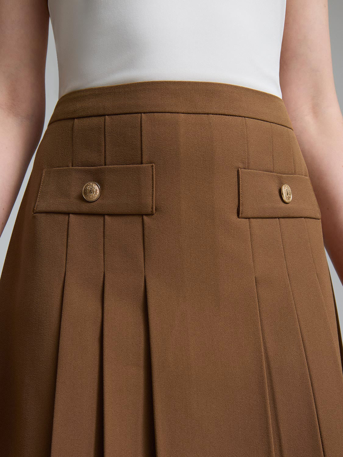 Front Pleated Mini Skirt